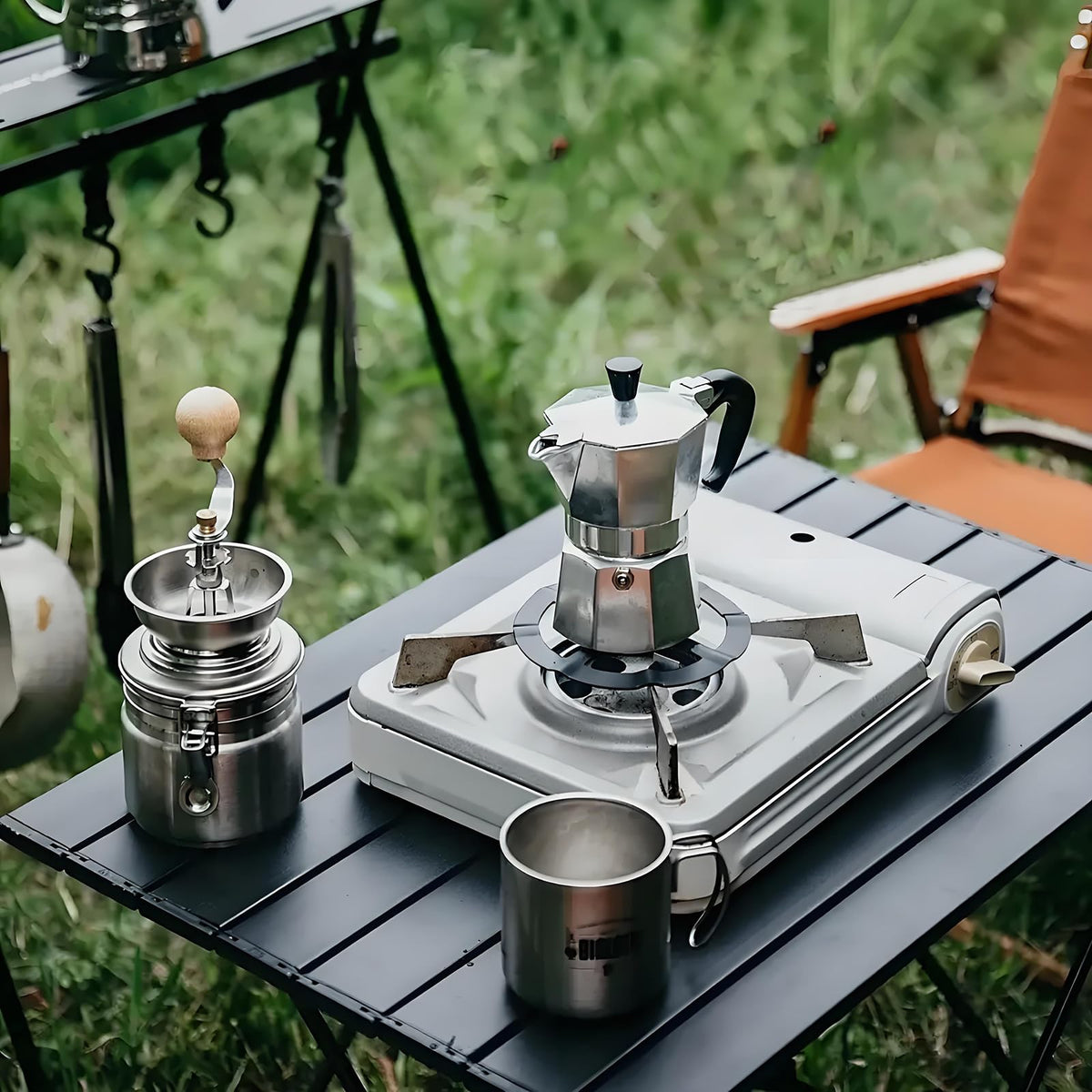 Folding Camping Side Table, Adjustable Height Q404