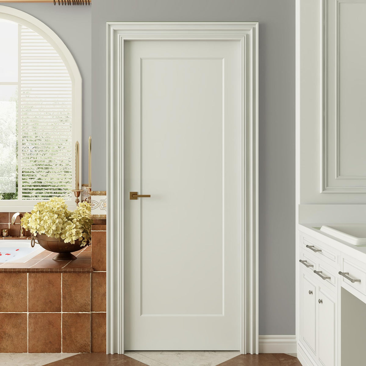 24"x80" 1-Panel Shaker Style White Primed Hollow Core Interior Door Slab M1824