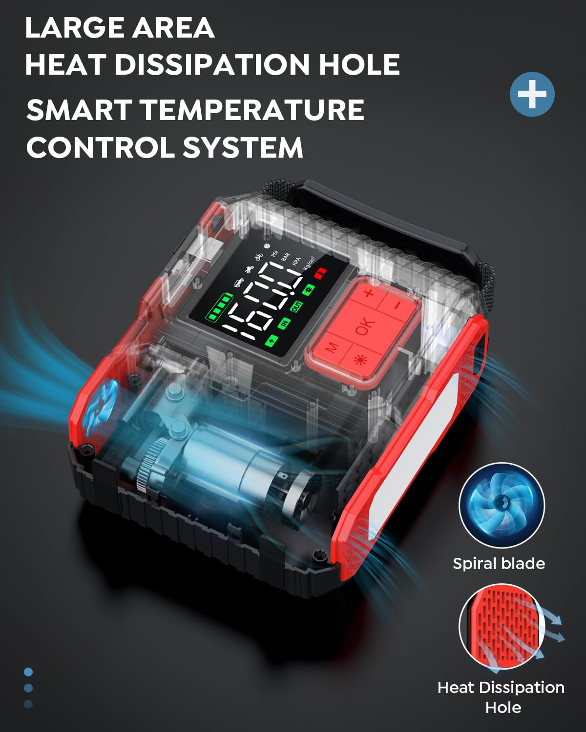 Car Jump Starter with Air Compressor 9000A Peak 26800mah 160PSI 12V U58517