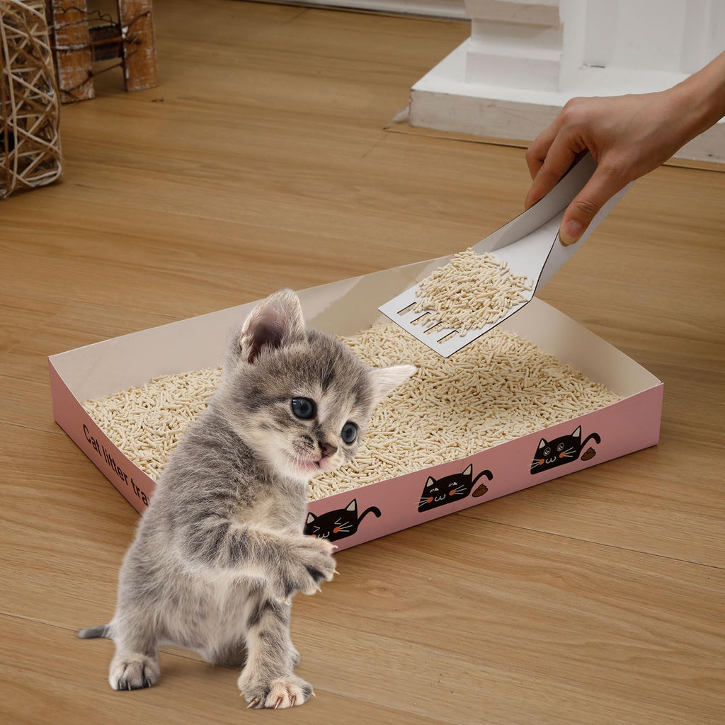 60 Pcs Disposable Cat Litter Boxes with Scoops Q266