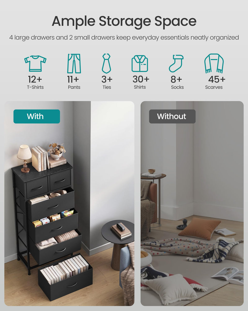 Tall Dresser with 6 Fabric Drawers C7411