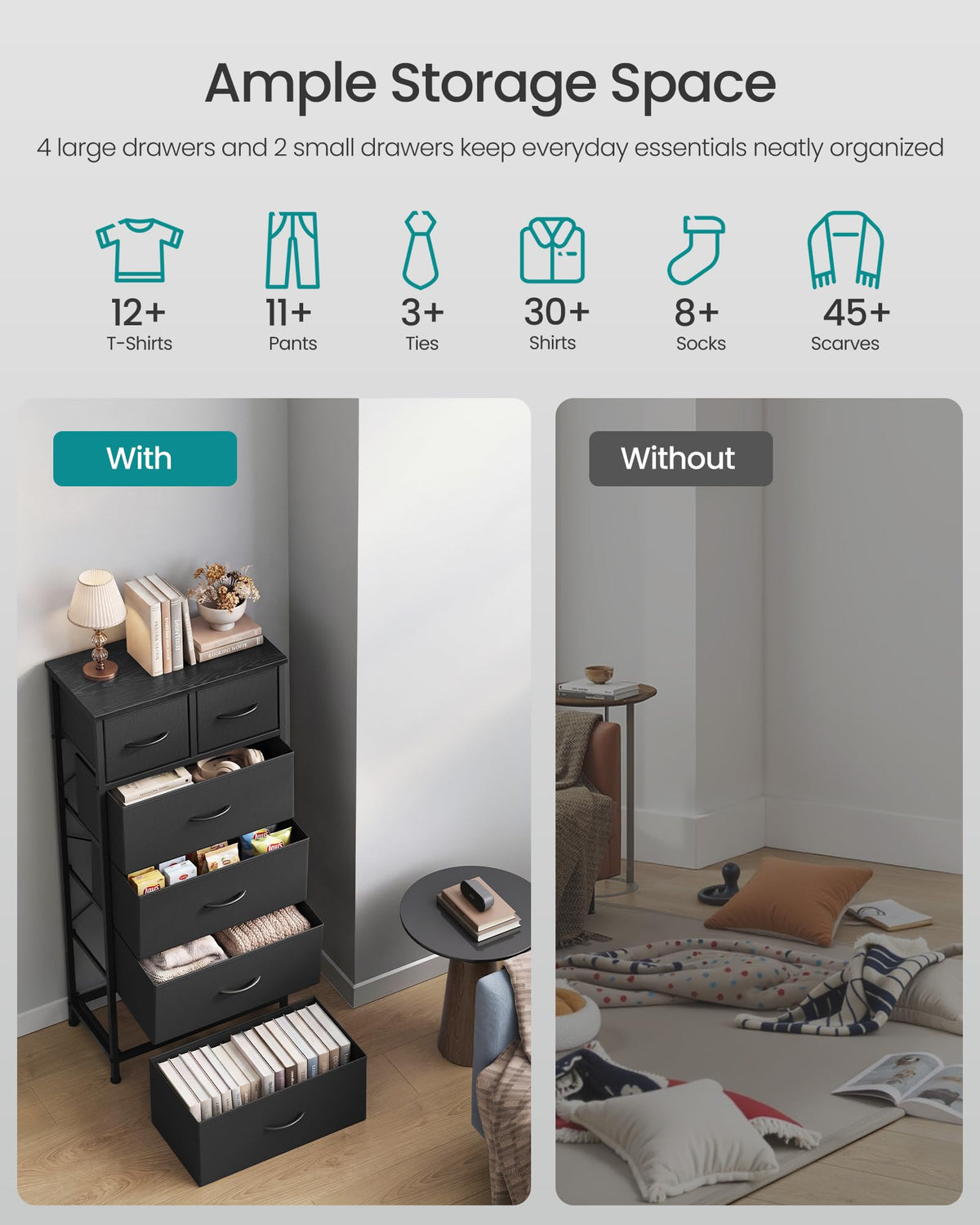 Tall Dresser with 6 Fabric Drawers C7411
