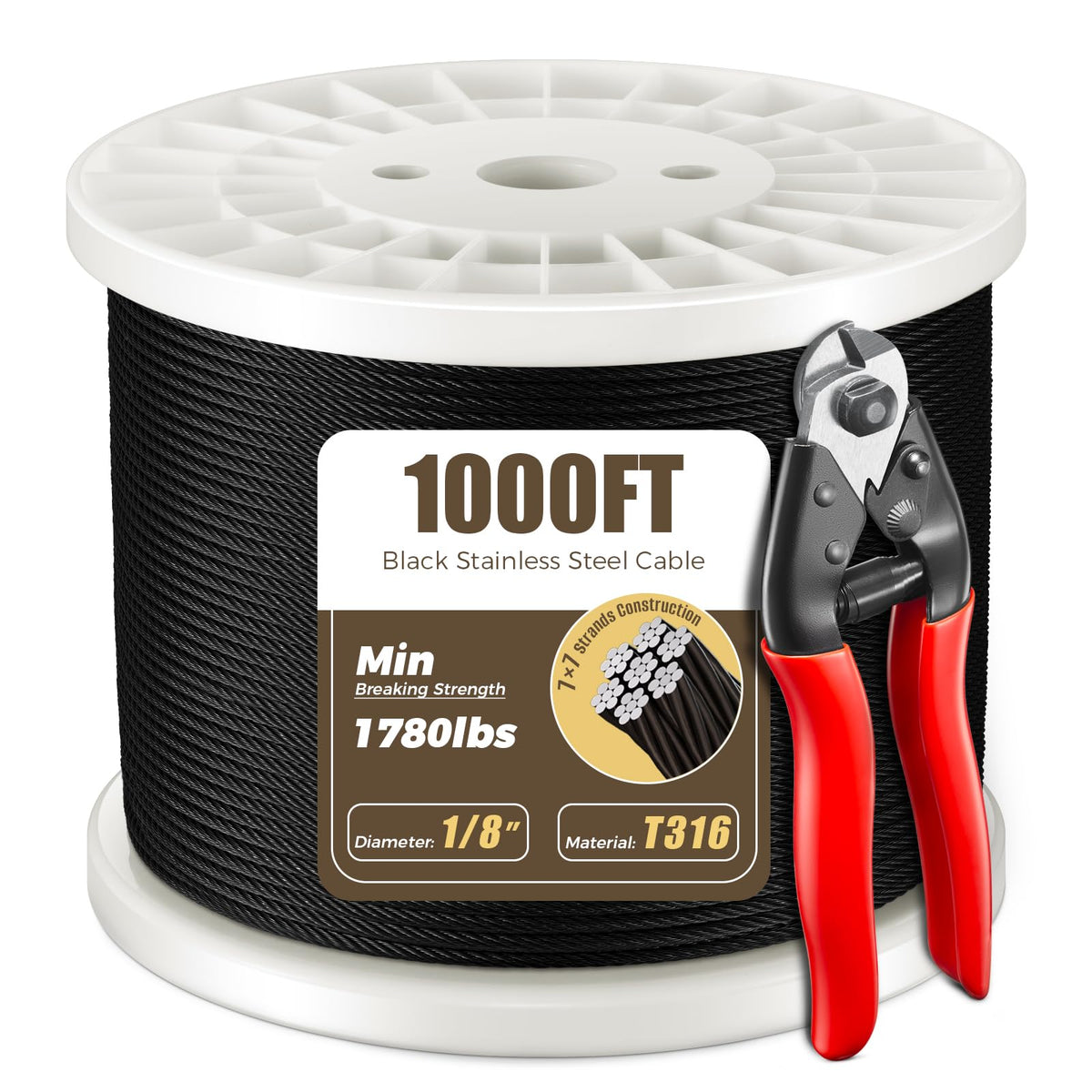 1/8" Black Stainless Steel Cable N41471