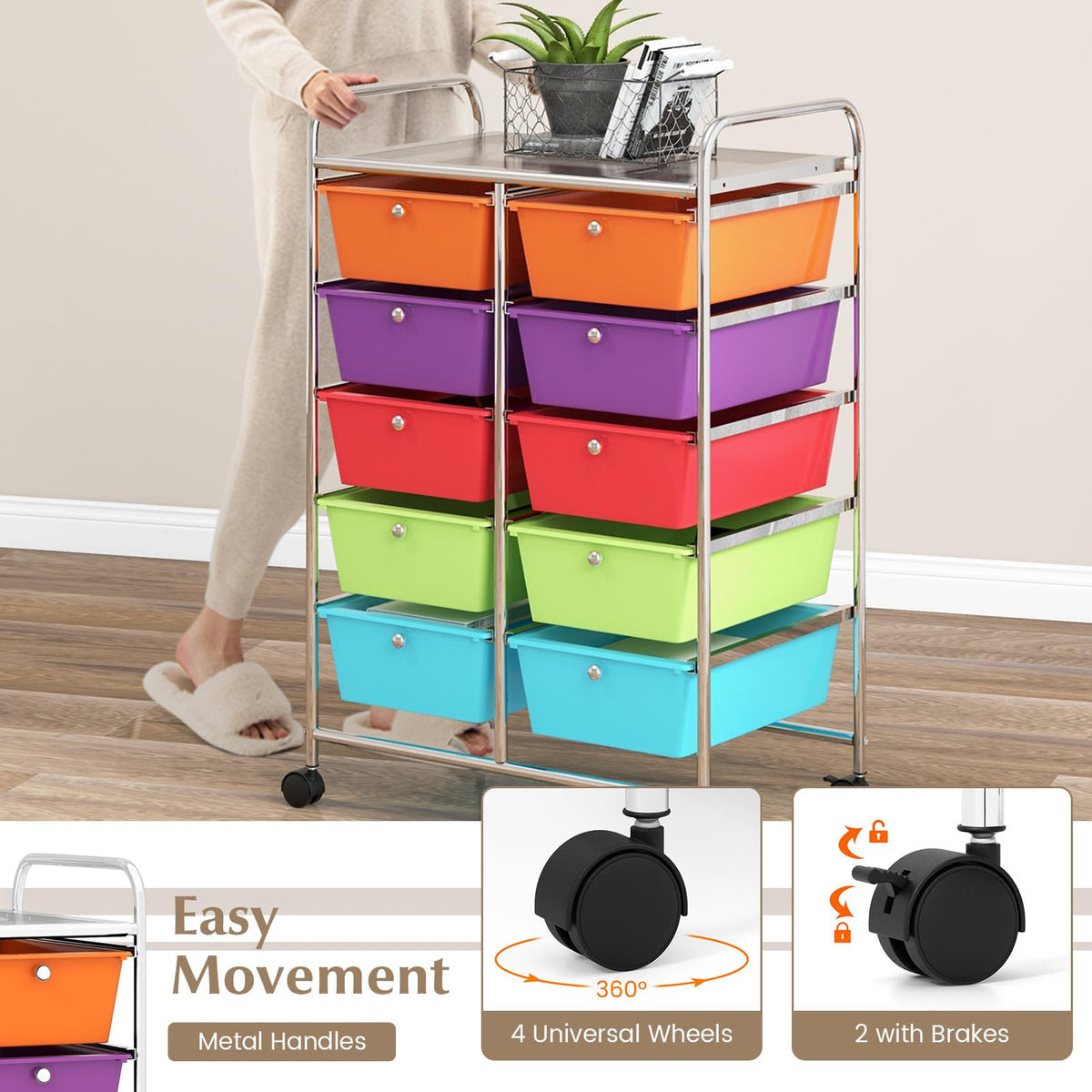 10 Drawer Rolling Storage Cart L1492
