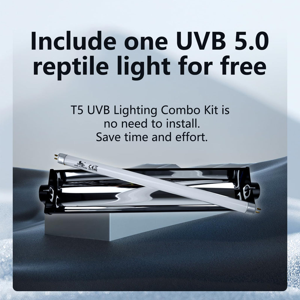 8W T5 UVB Lighting Combo Kit with Desert 5.0 Bulbs D169