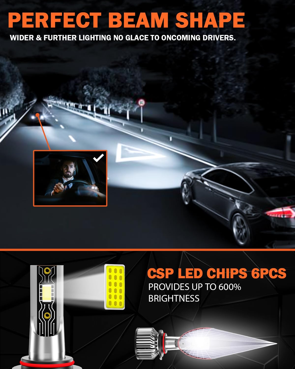 2007-2014 Honda CRV Light Bulbs 9003/H4 H11 6500K White Pack of 4 U605