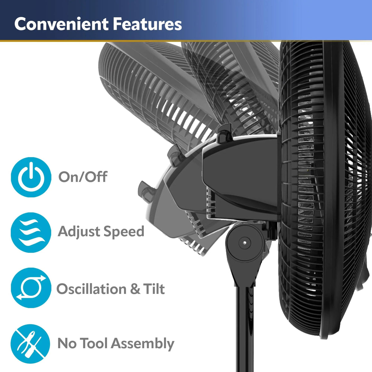 16" Oscillating Adjustable Pedestal Fan M9524