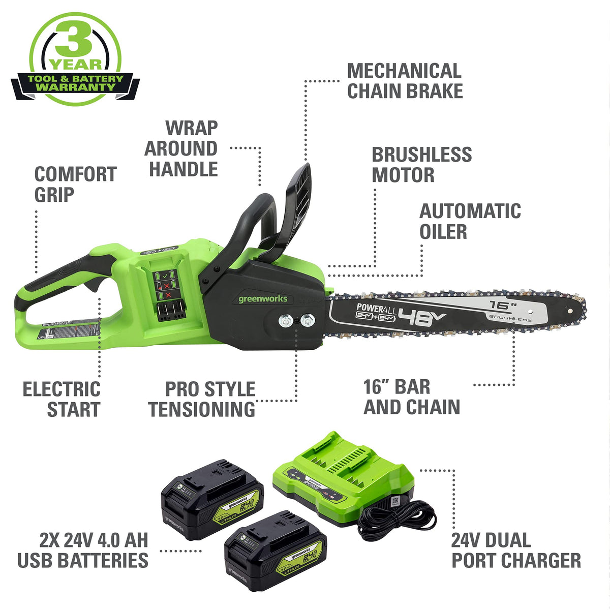 48V 16 in Cordless Electric Chainsaw A630