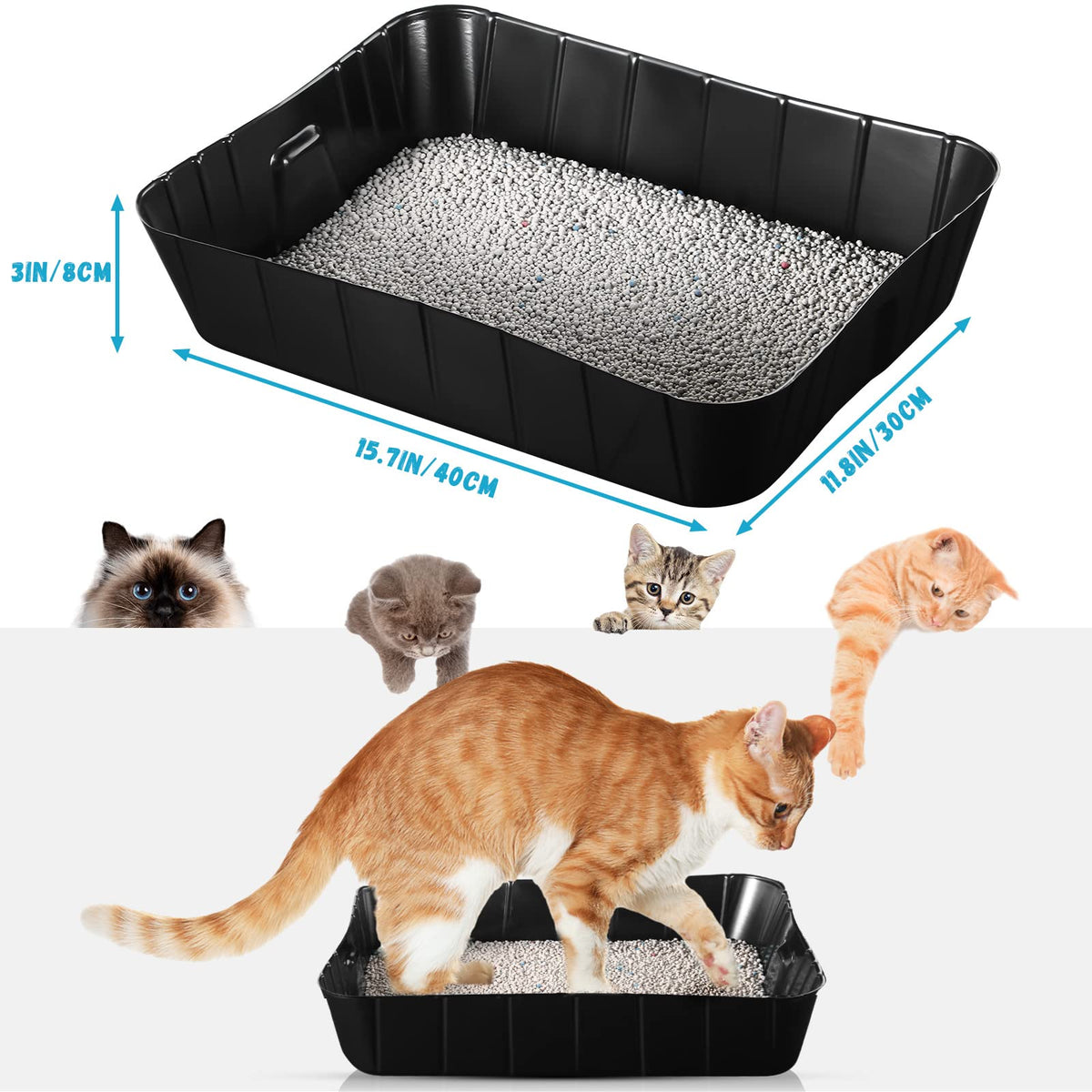 Black Disposable Litter Box for Cats S841
