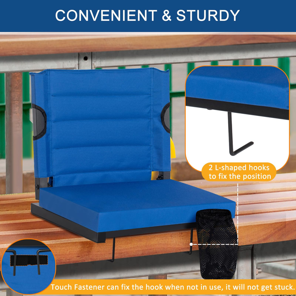2 Pack Blue Stadium Seats for Bleachers with Back Support G35799
