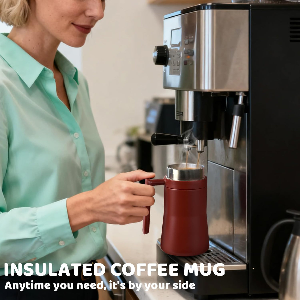 16 oz Insulated Coffee Mug with Handle X407409