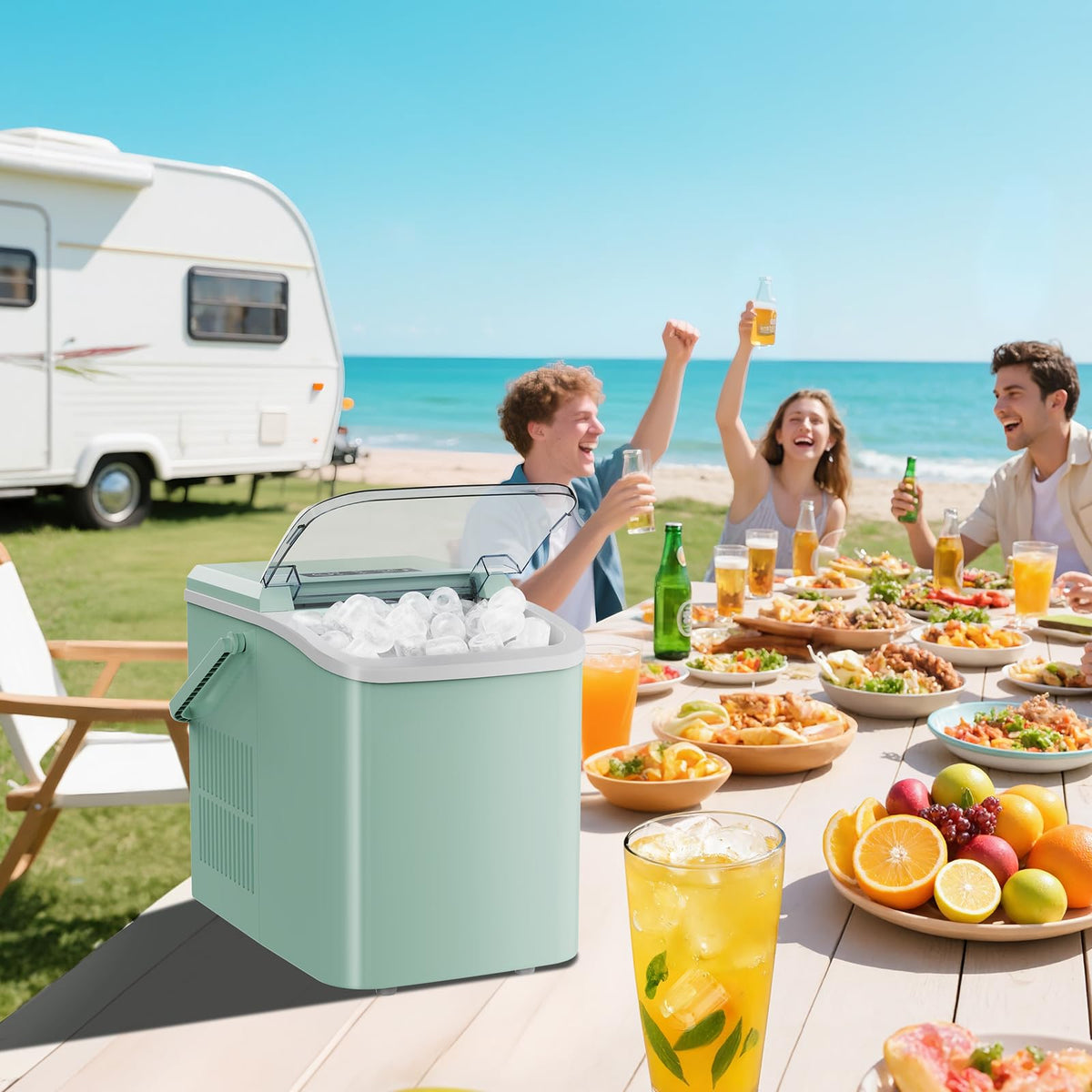 Portable Countertop Ice Maker with Basket & Scoop, 2 Cube Sizes I202902