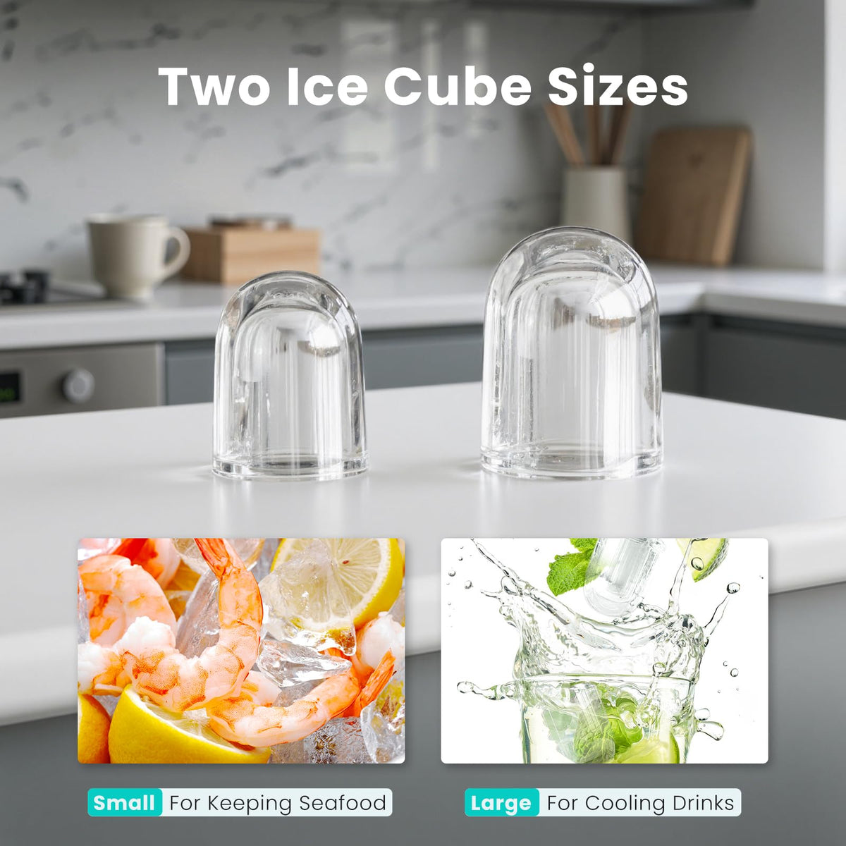 Portable Countertop Ice Maker with Basket & Scoop, 2 Cube Sizes I202902