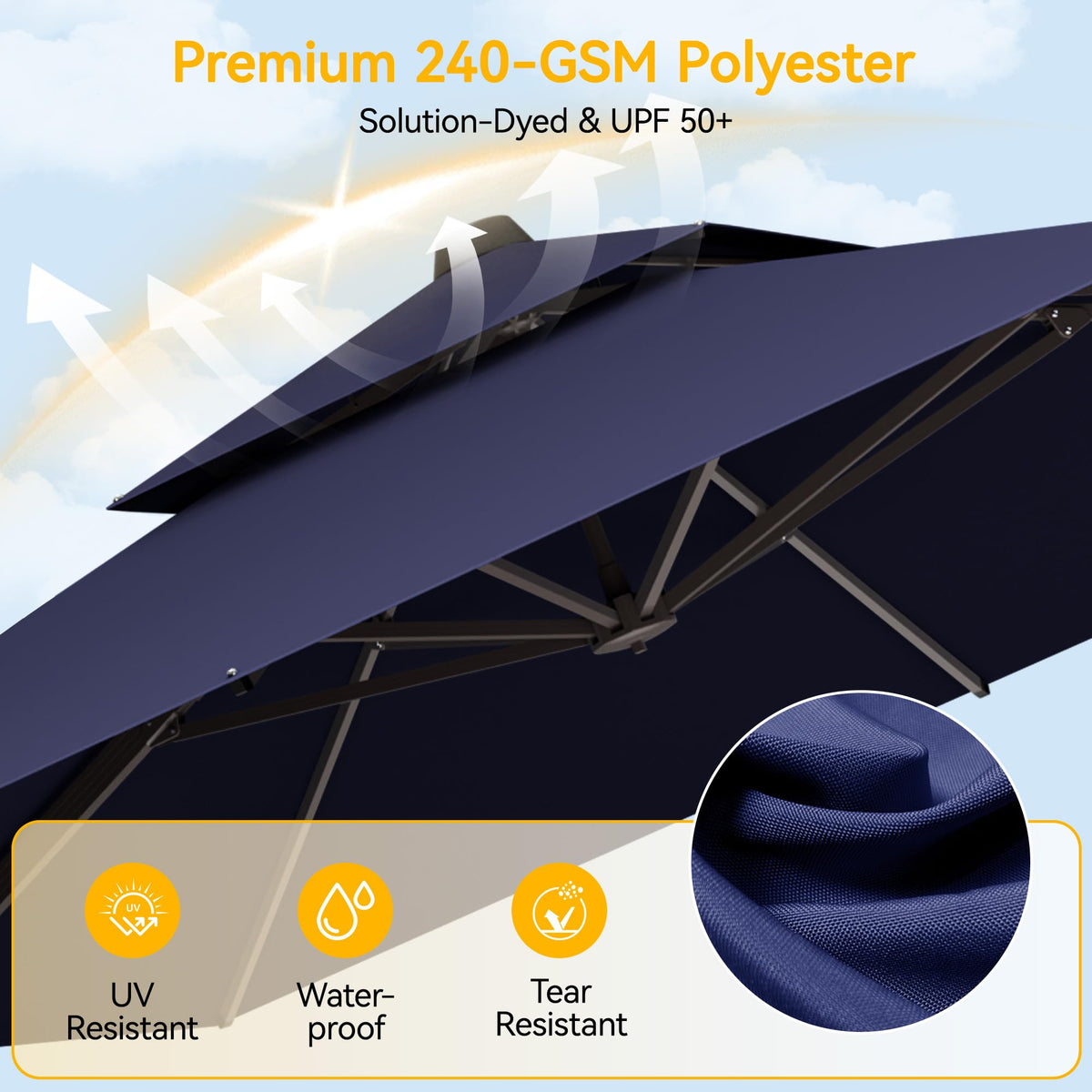 10x13 FT Cantilever Patio Umbrella with Base V557