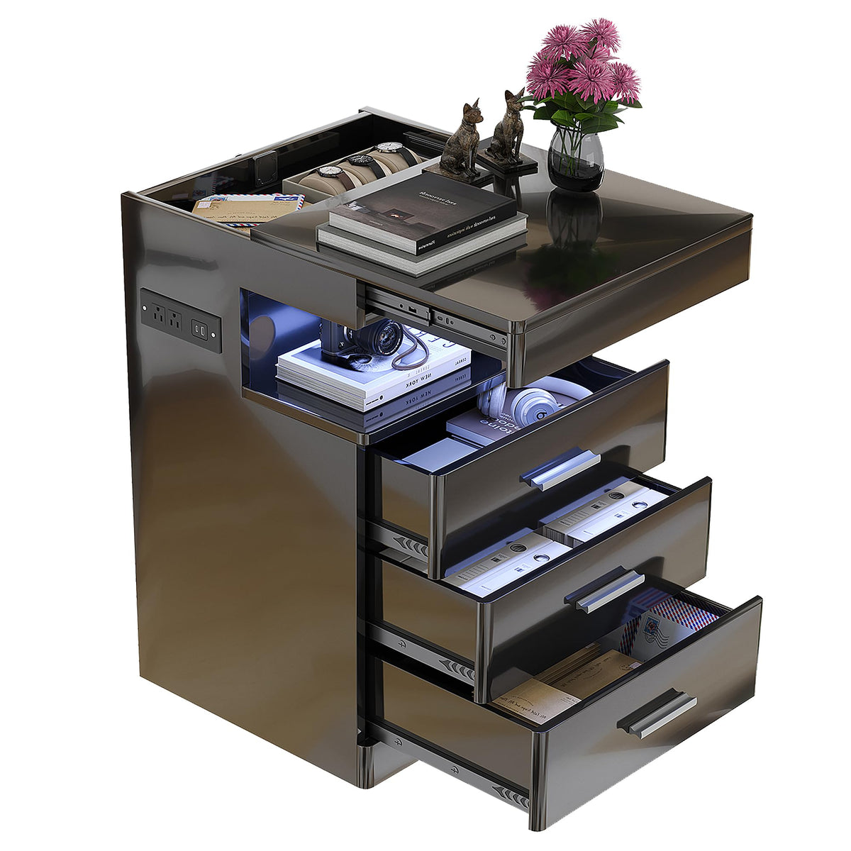 Led Nightstand with Charging Station B340545
