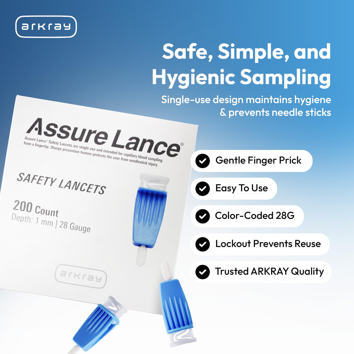 28G 1mm Safety Lancets, 200 Count C71113