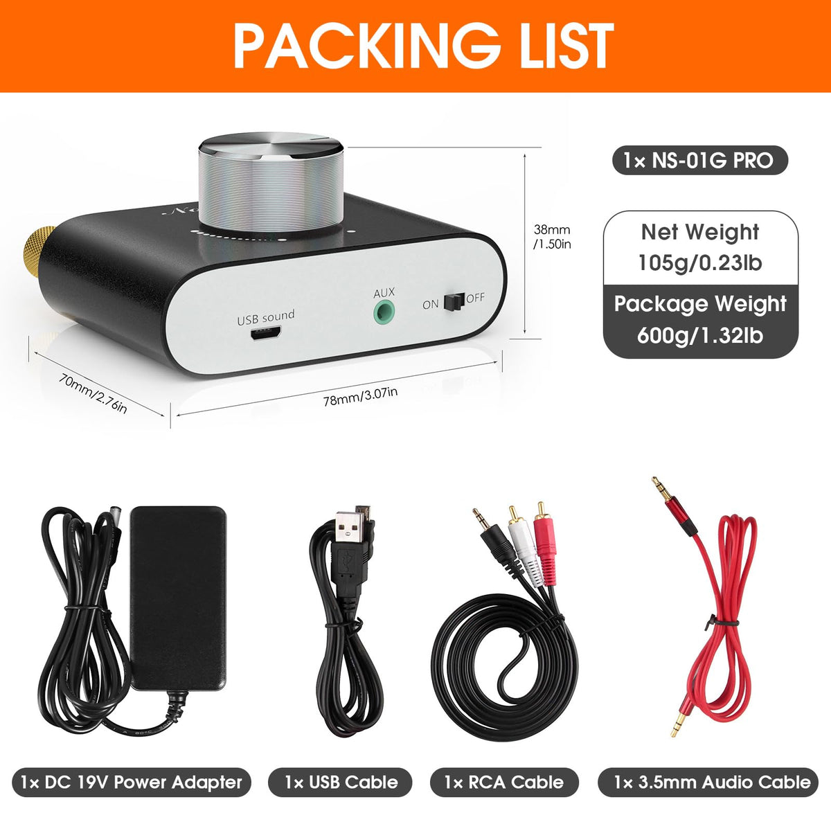 Mini Bluetooth 5.0 Stereo Power Amplifier 50W×2 Black A951