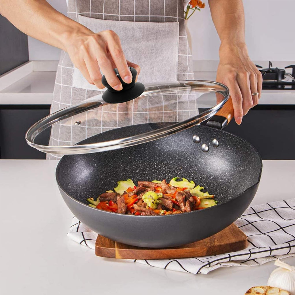 12 Inch Tempered Glass Pan Lid with Silicone Handle Y7732