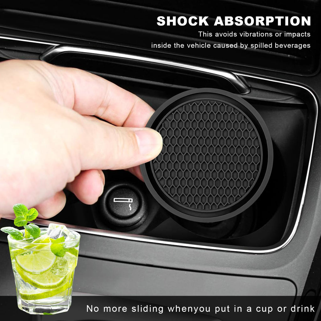 Black Non-Slip Silicone Car Cup Coasters T814