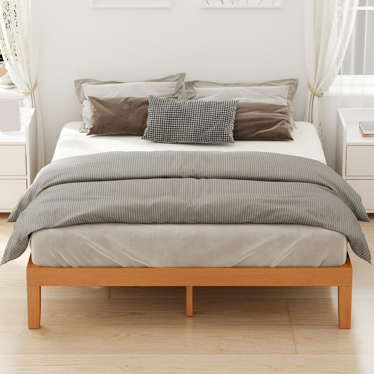 Queen Bed Frame with Wood Slat Support W864153