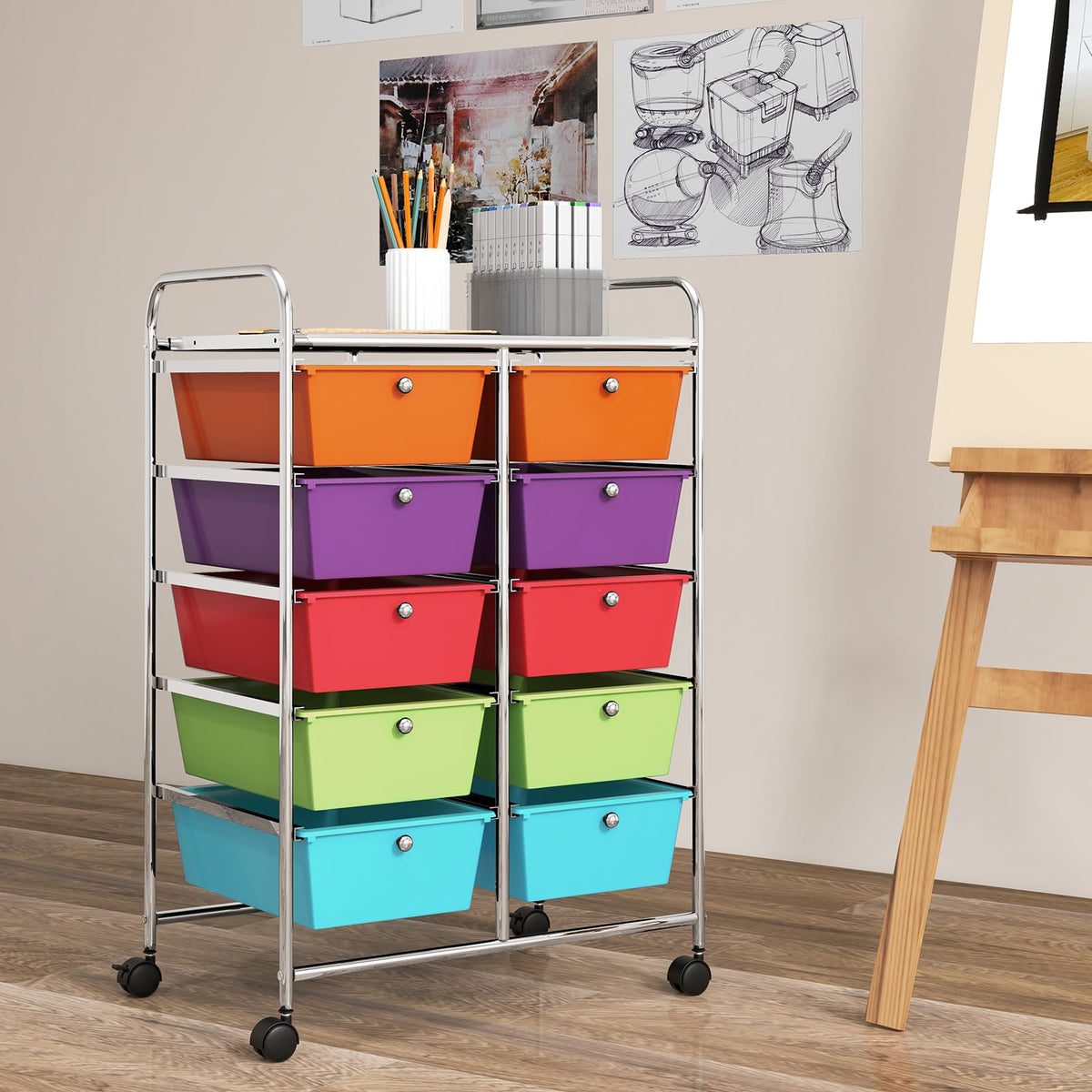 10 Drawer Rolling Storage Cart L1492