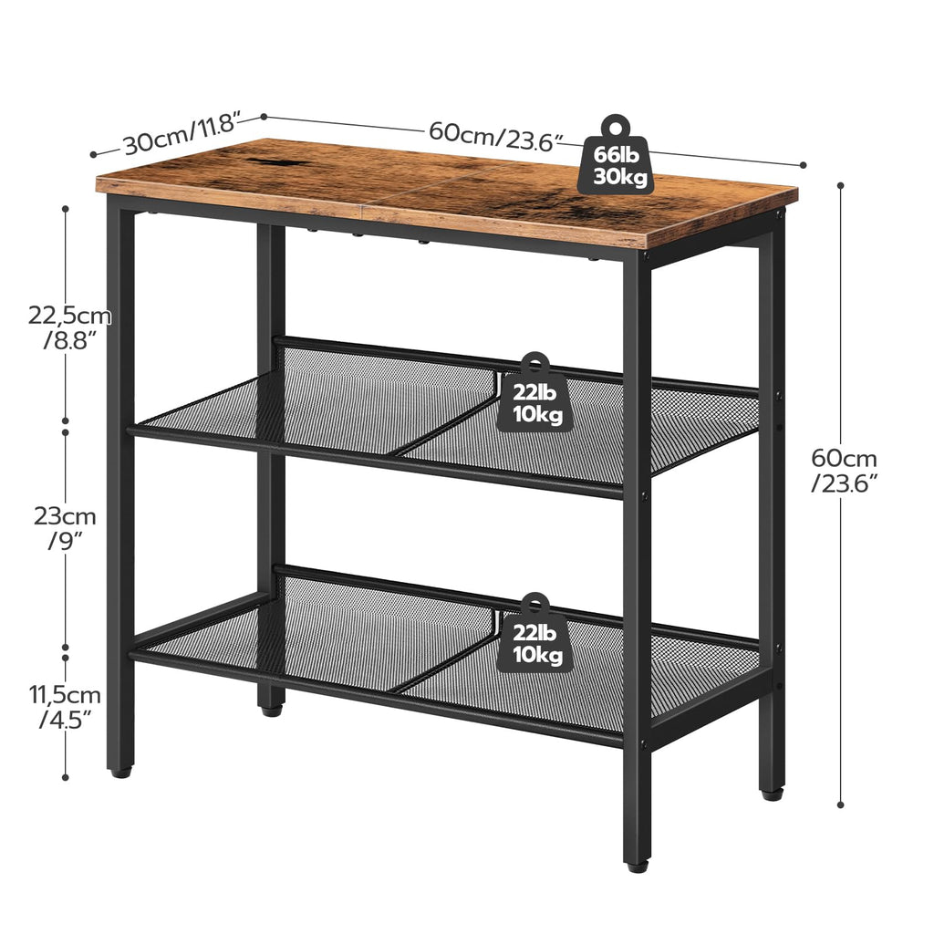 3-Tier Narrow End Table with Adjustable Shelves I29487