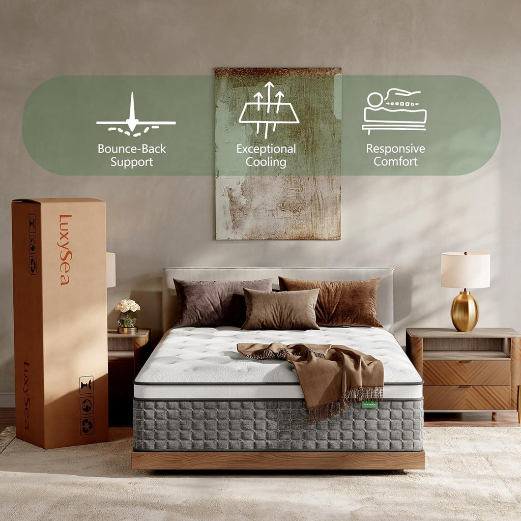 Full Size 12 Inch Medium Firm Hybrid Mattress in a Box H7172