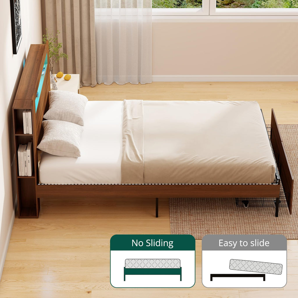 Wood Bed Frame Full with 2 Storage Drawers C5869