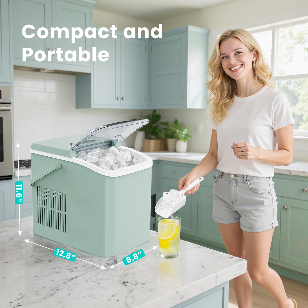 Portable Countertop Ice Maker with Basket & Scoop, 2 Cube Sizes I202902