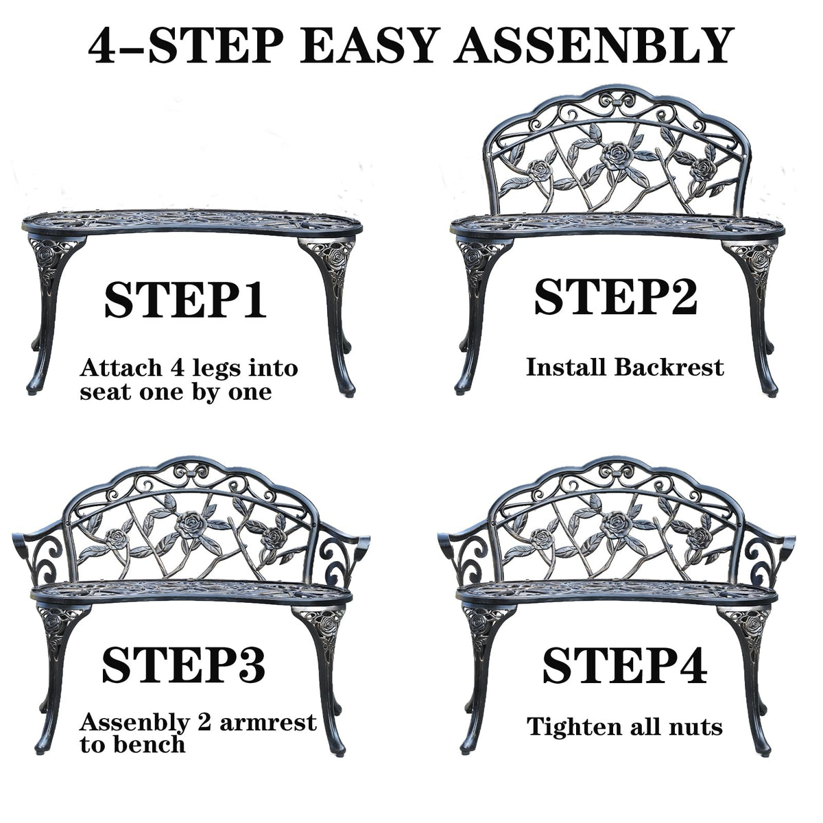 Cast Aluminium Outdoor Bench L677