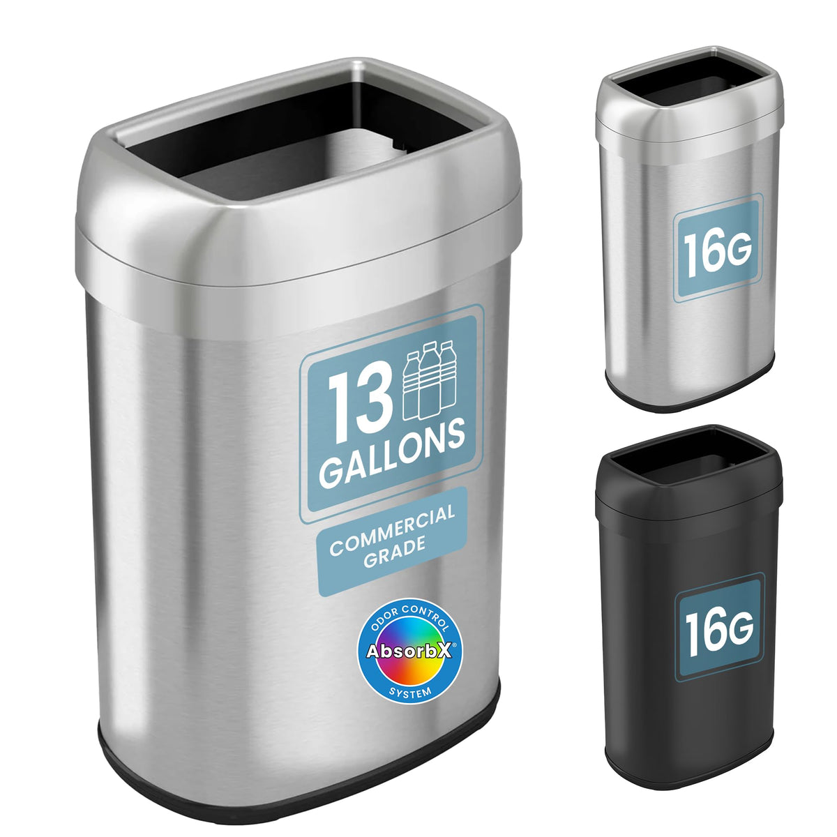 13 Gallon Stainless Steel Open Top Trash Can A7970