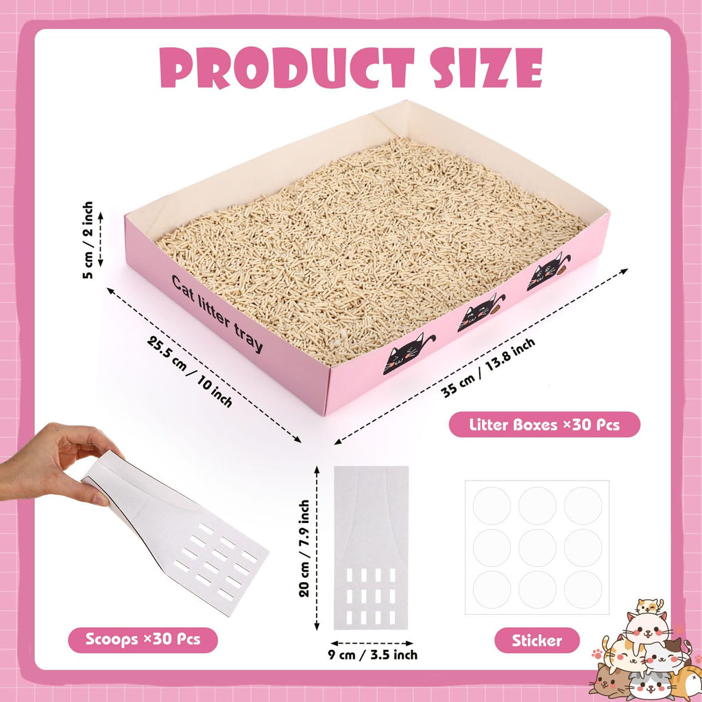 60 Pcs Disposable Cat Litter Boxes with Scoops Q266