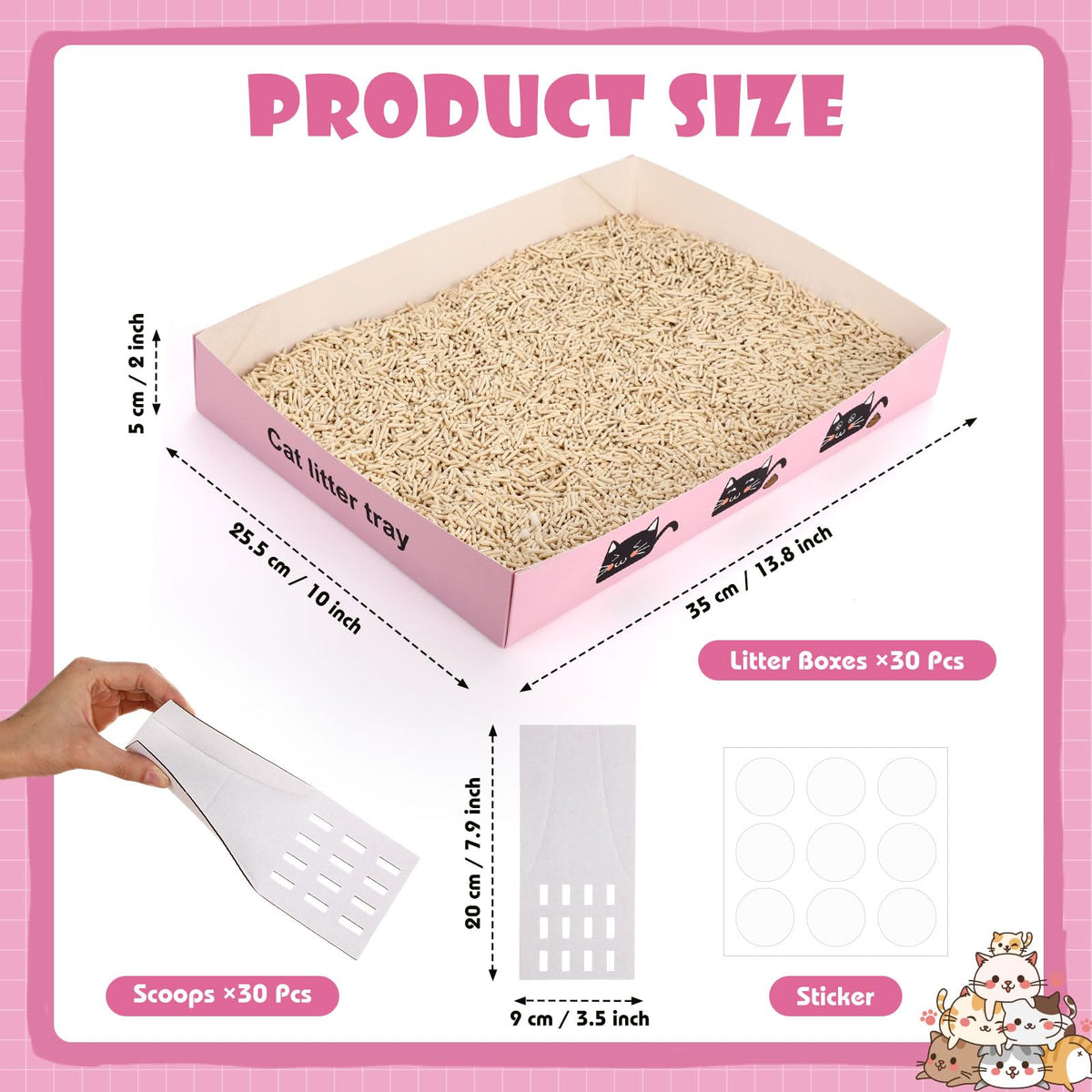 60 Pcs Disposable Cat Litter Boxes with Scoops Q266