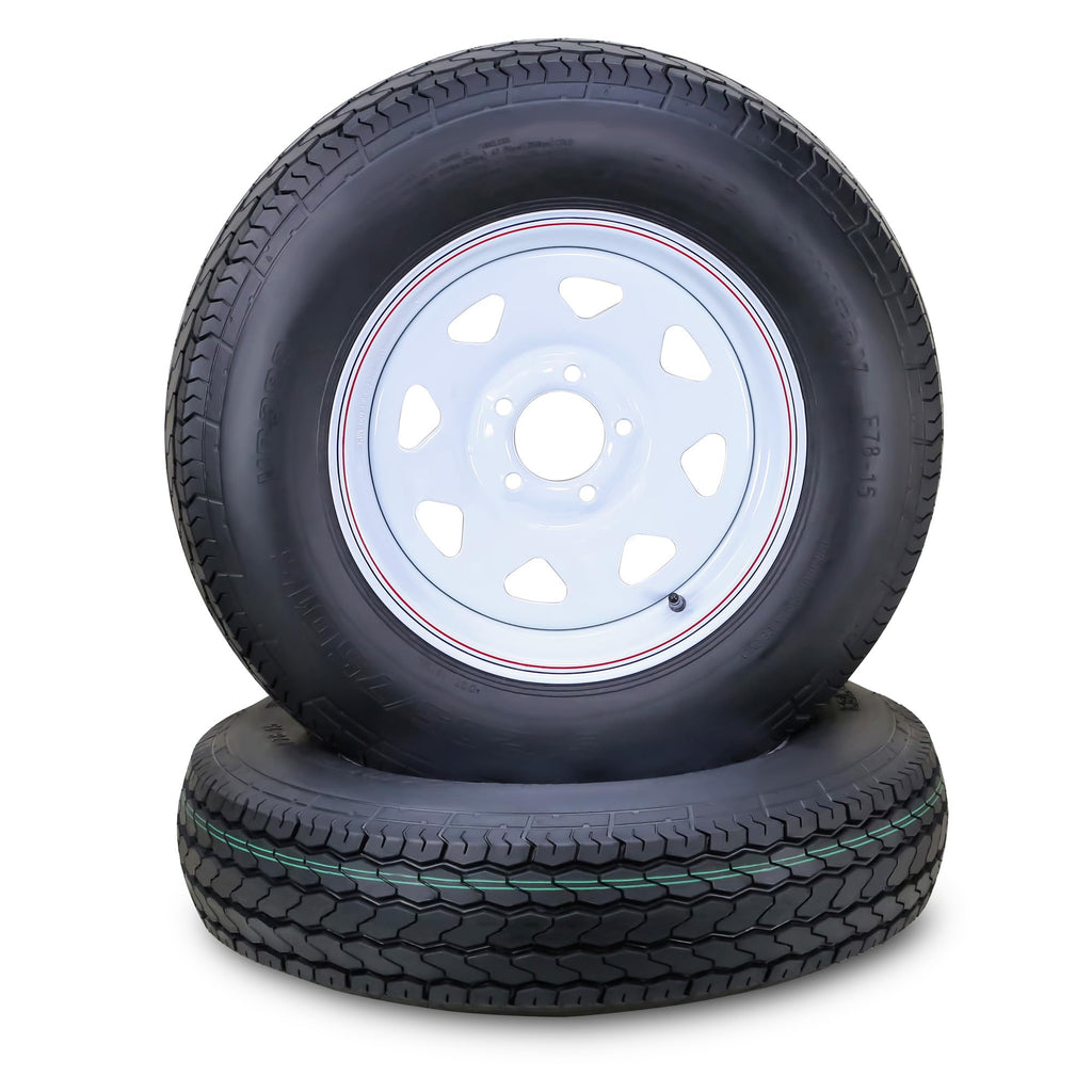 Trailer Tire Wheel ST205/75D15 6PR 101L 5X4.5 White Spoke Pk2 R3247