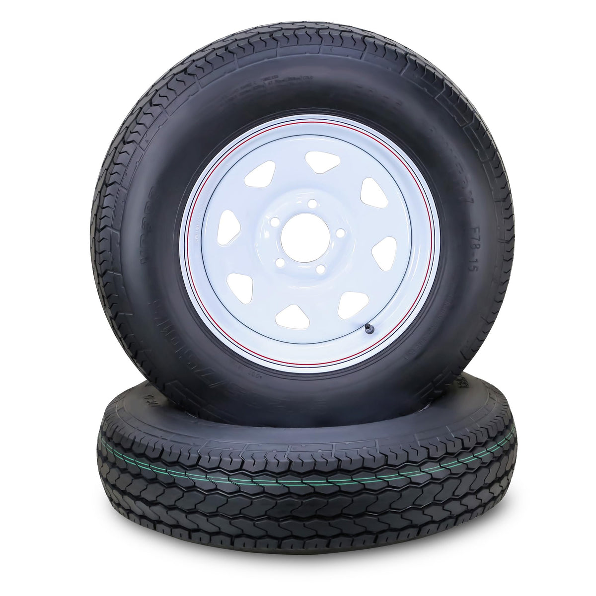 Trailer Tire Wheel ST205/75D15 6PR 101L 5X4.5 White Spoke Pk2 R3247