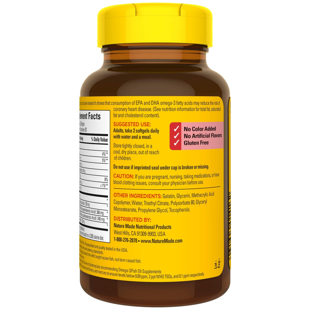 Fish Oil Omega 3 Supplement 1200 mg 60 Softgels O99960