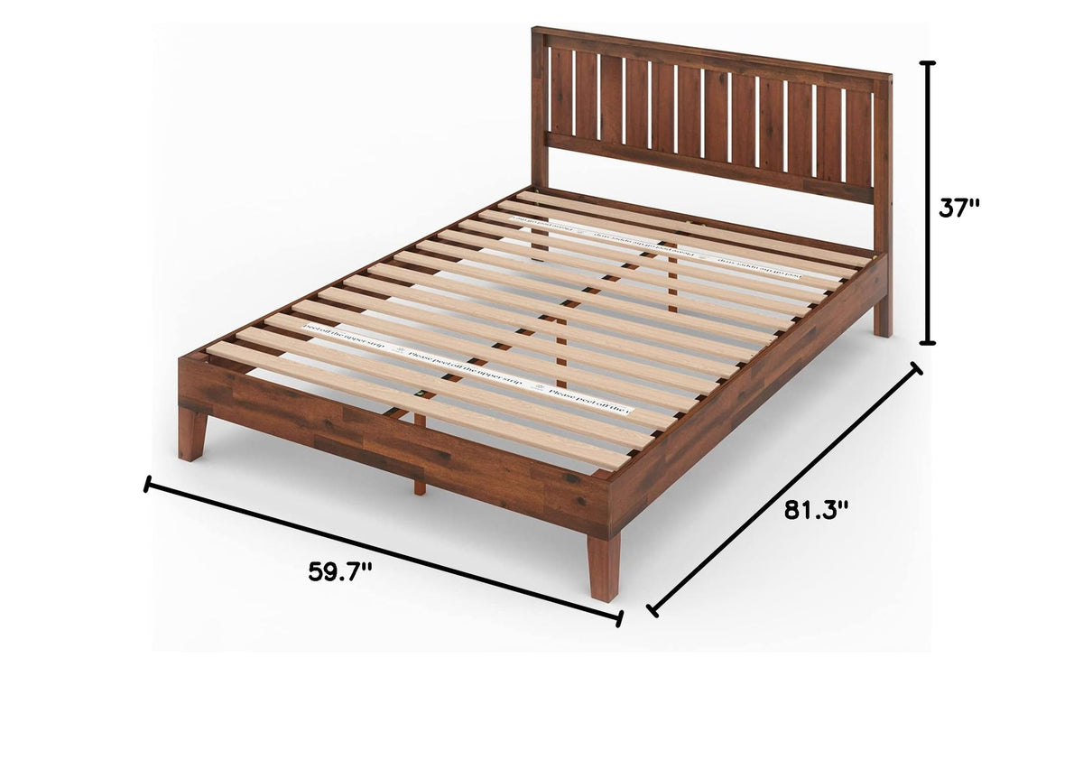 Queen Wood Platform Bed Frame with Headboard Q81822