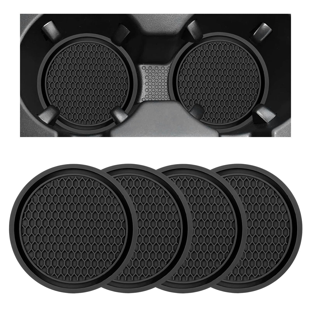 Black Non-Slip Silicone Car Cup Coasters T814
