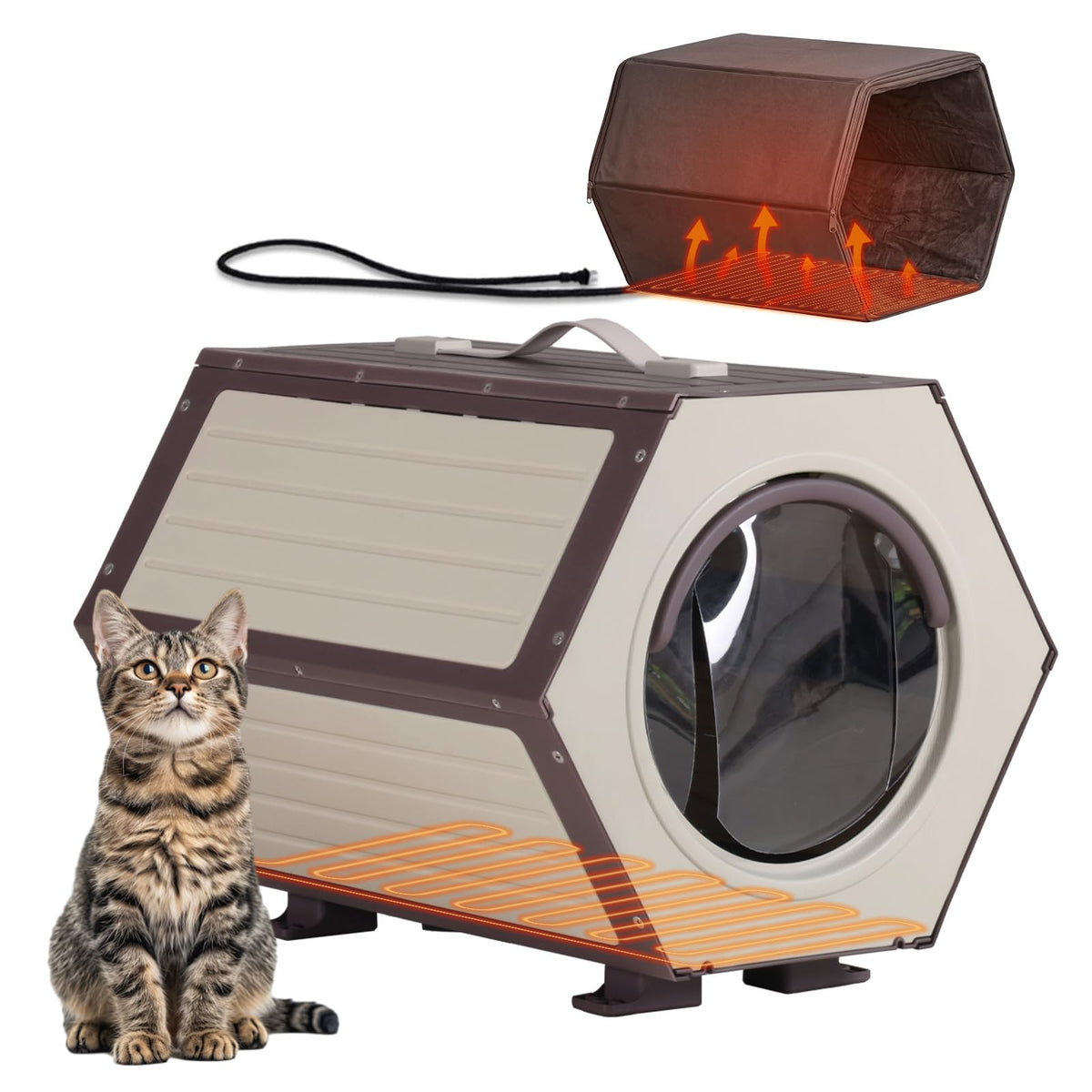 Heated Outdoor Cat House with Liner O8213