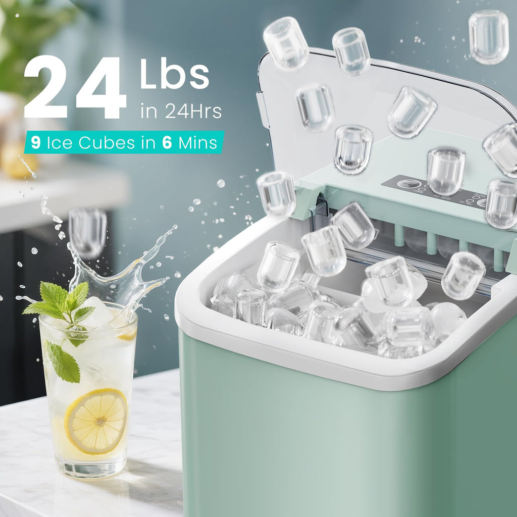 Portable Countertop Ice Maker with Basket & Scoop, 2 Cube Sizes I202902