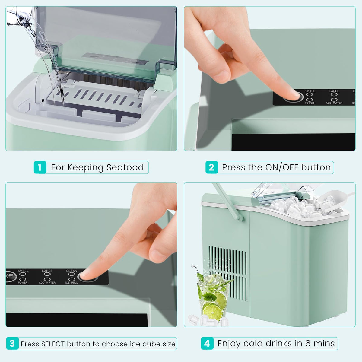 Portable Countertop Ice Maker with Basket & Scoop, 2 Cube Sizes I202902