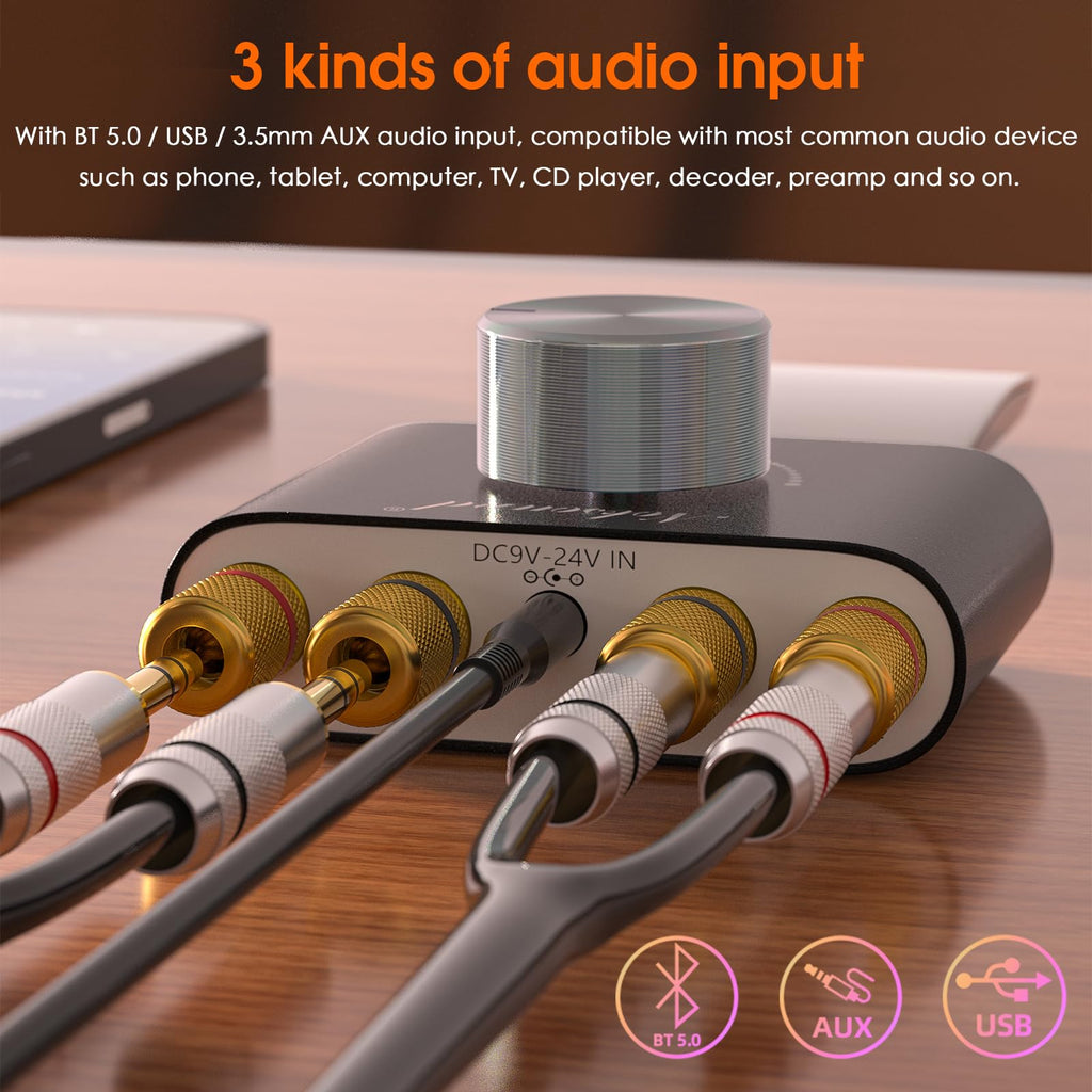 Mini Bluetooth 5.0 Stereo Power Amplifier 50W×2 Black A951