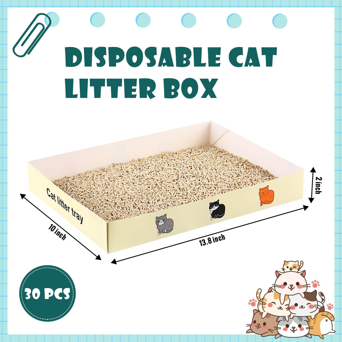 30 Pack Foldable Disposable Cat Litter Box I29705