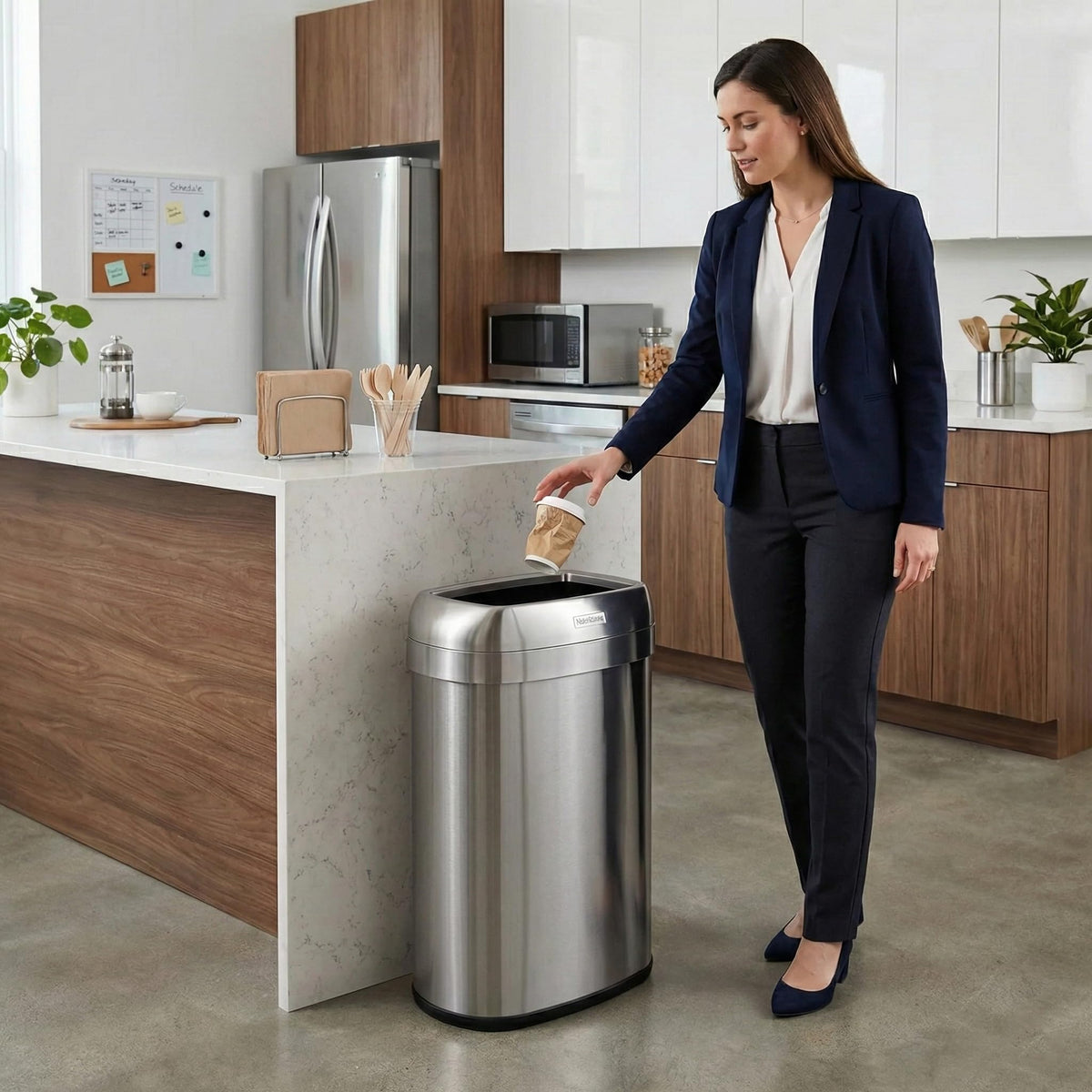 13 Gallon Stainless Steel Open Top Trash Can A7970