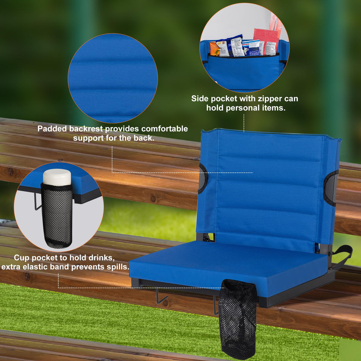 2 Pack Blue Stadium Seats for Bleachers with Back Support G35799