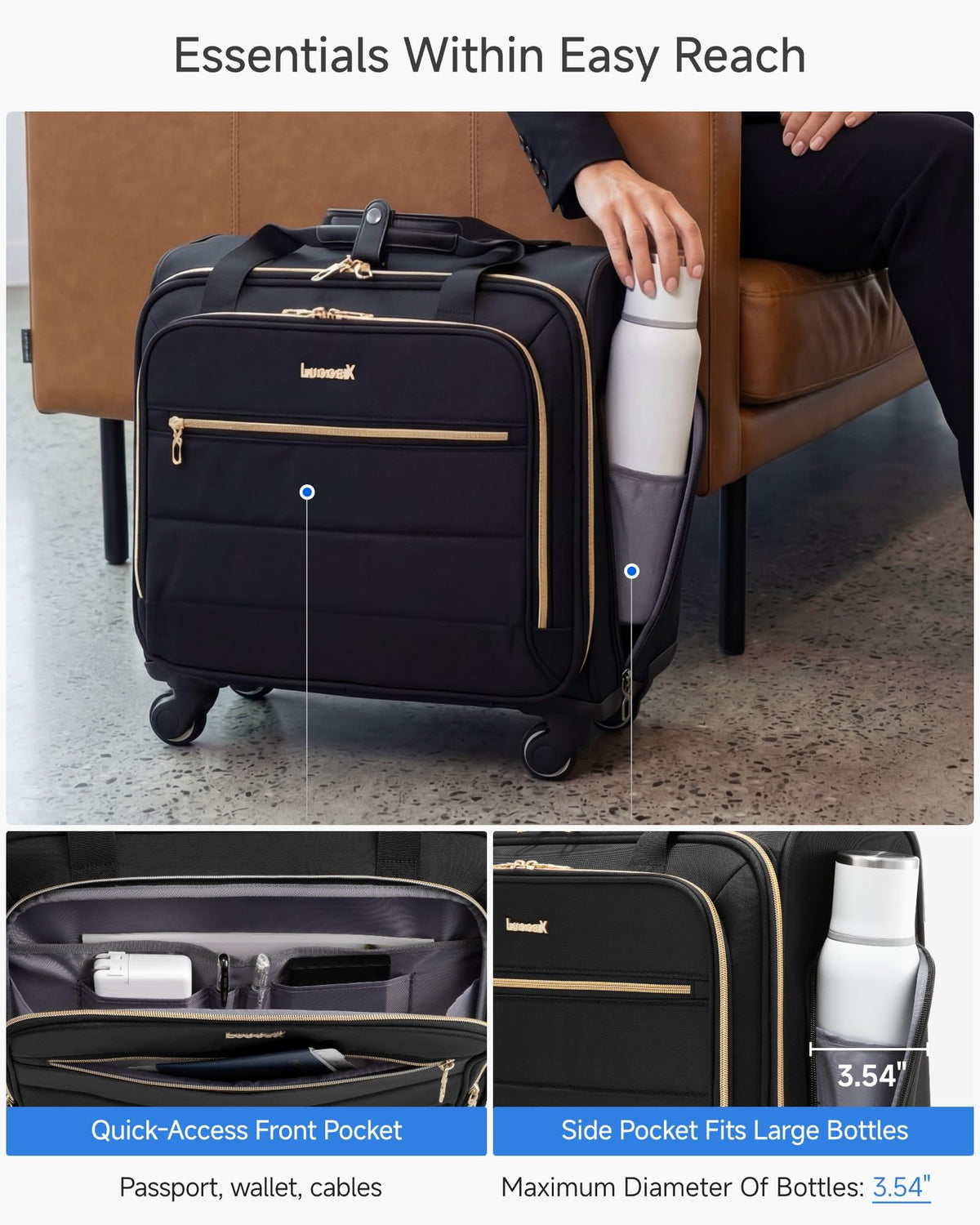 Black Rolling Laptop Bag V29235