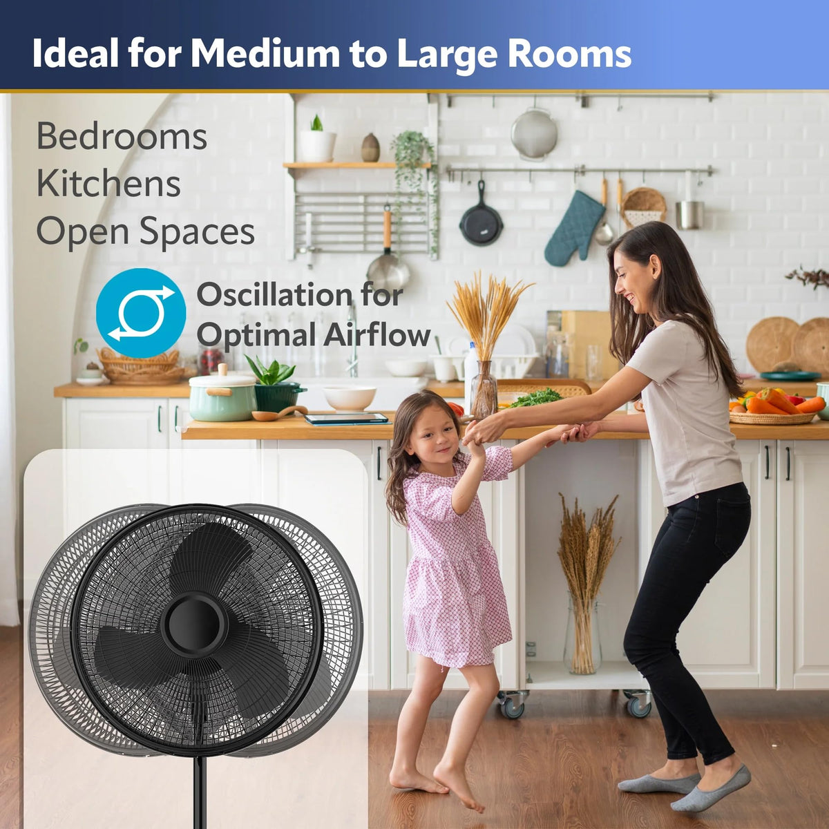 16" Oscillating Adjustable Pedestal Fan M9524