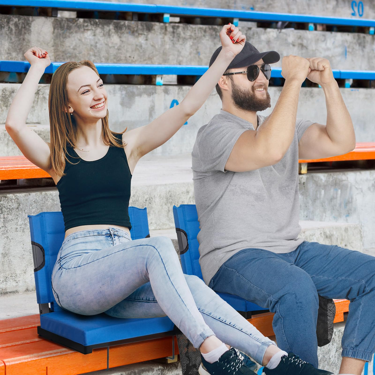 2 Pack Blue Stadium Seats for Bleachers with Back Support G35799