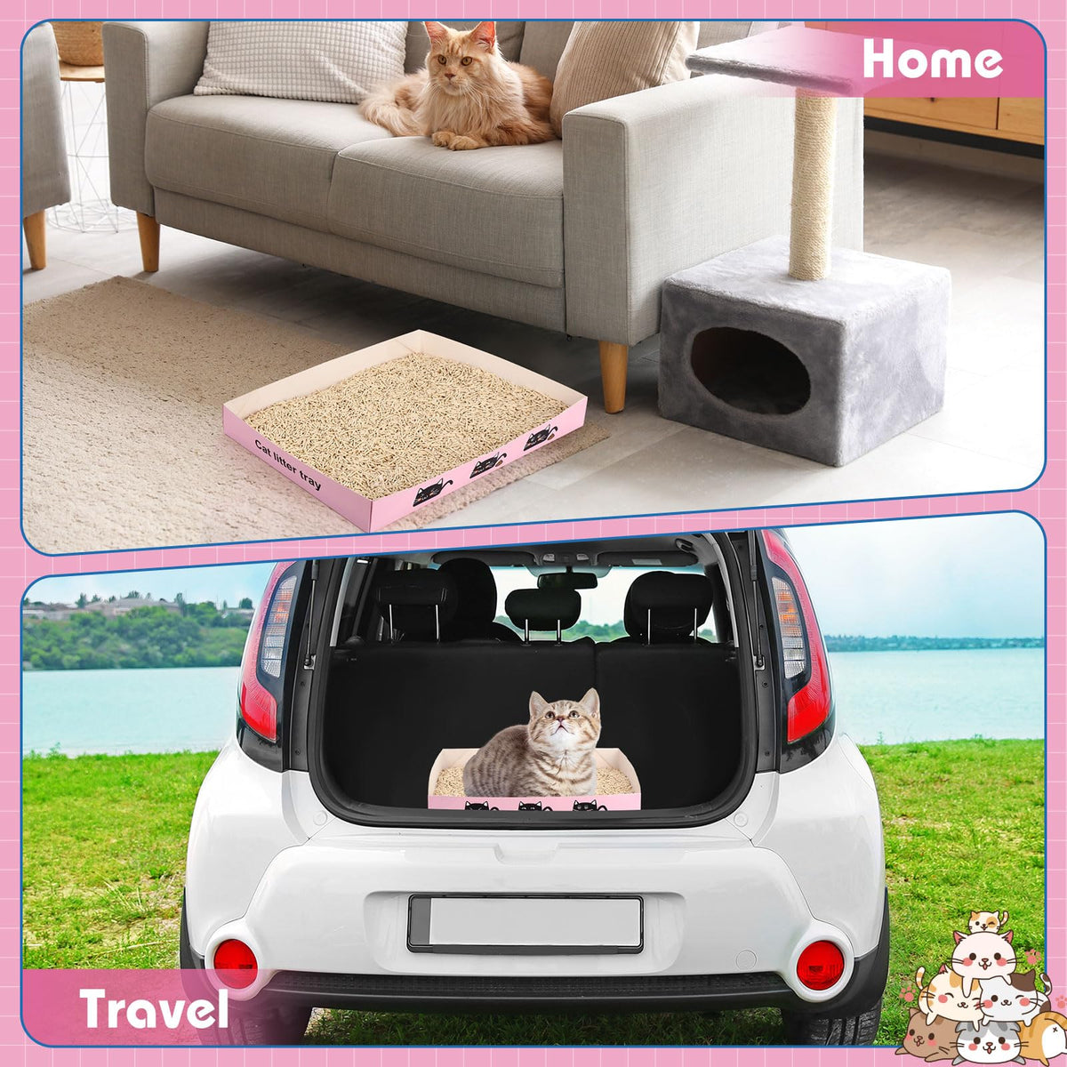 60 Pcs Disposable Cat Litter Boxes with Scoops Q266