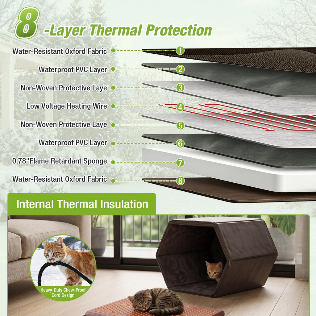 Heated Outdoor Cat House with Liner O8213